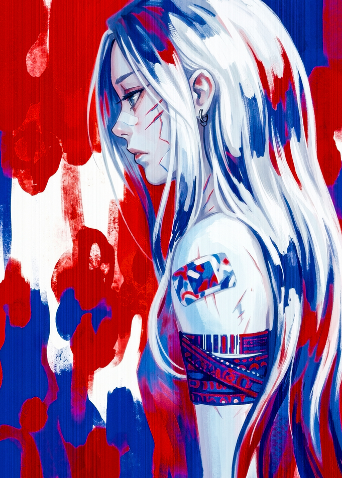 Abstract Portrait of Injured Anime Girl