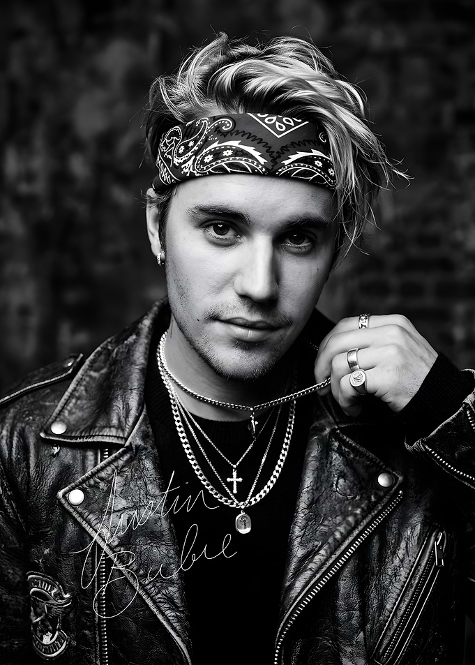 Justin Bieber Black and White Portrait