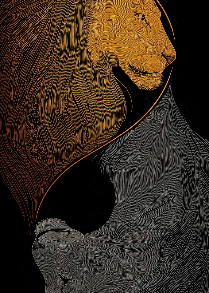 Yin Yang Lion Art