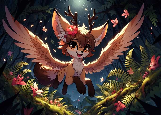 Cute Winged Fantasy Fox Creature