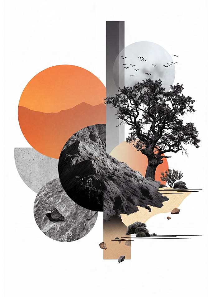 Abstract Geometric Landscape Collage