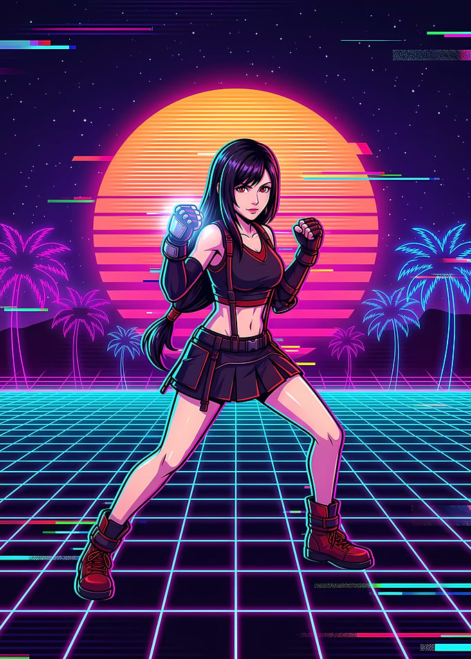 Tifa Lockhart Synthwave Retro Gaming Art
