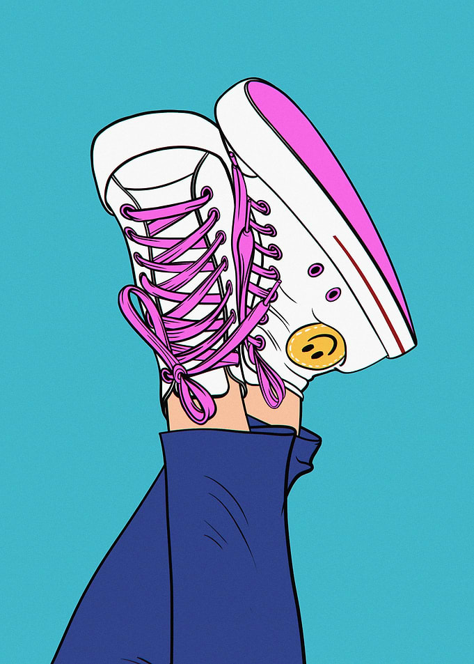 Pop Art Style Sneakers Illustration