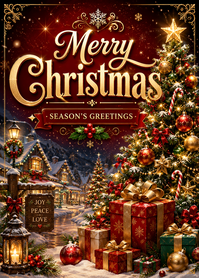 Merry Christmas Season's Greetings Holiday Poster