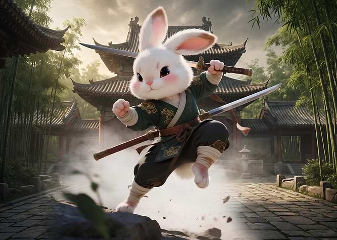 Cute Samurai Rabbit Warrior