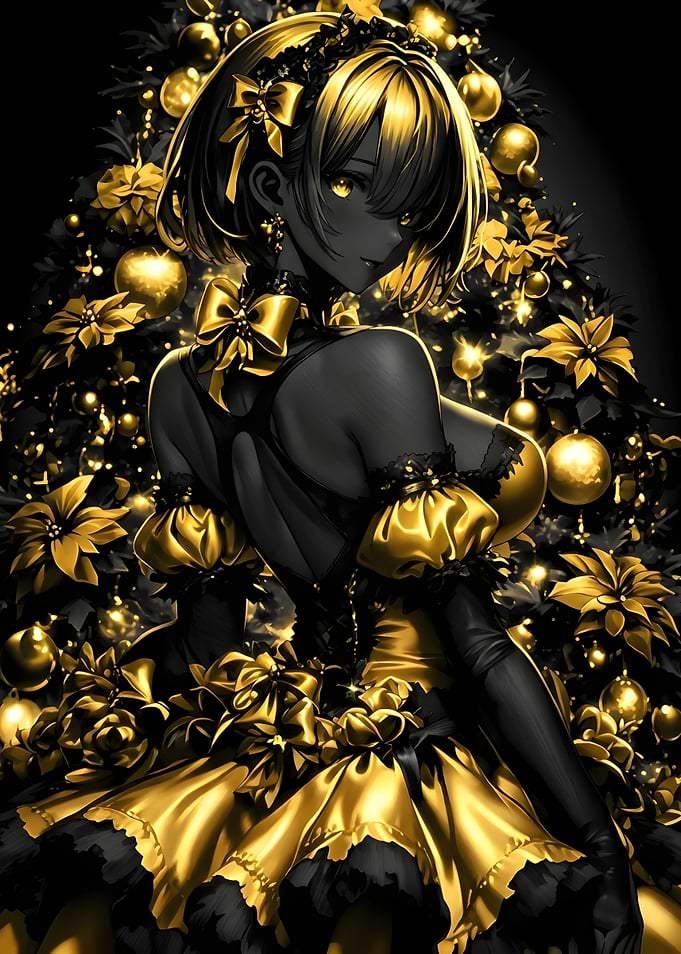 Anime Girl in Gold and Black