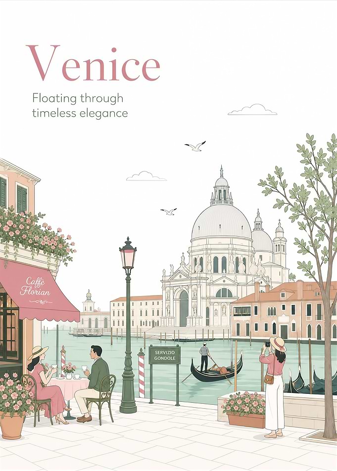 Venice Travel Poster Illustration
