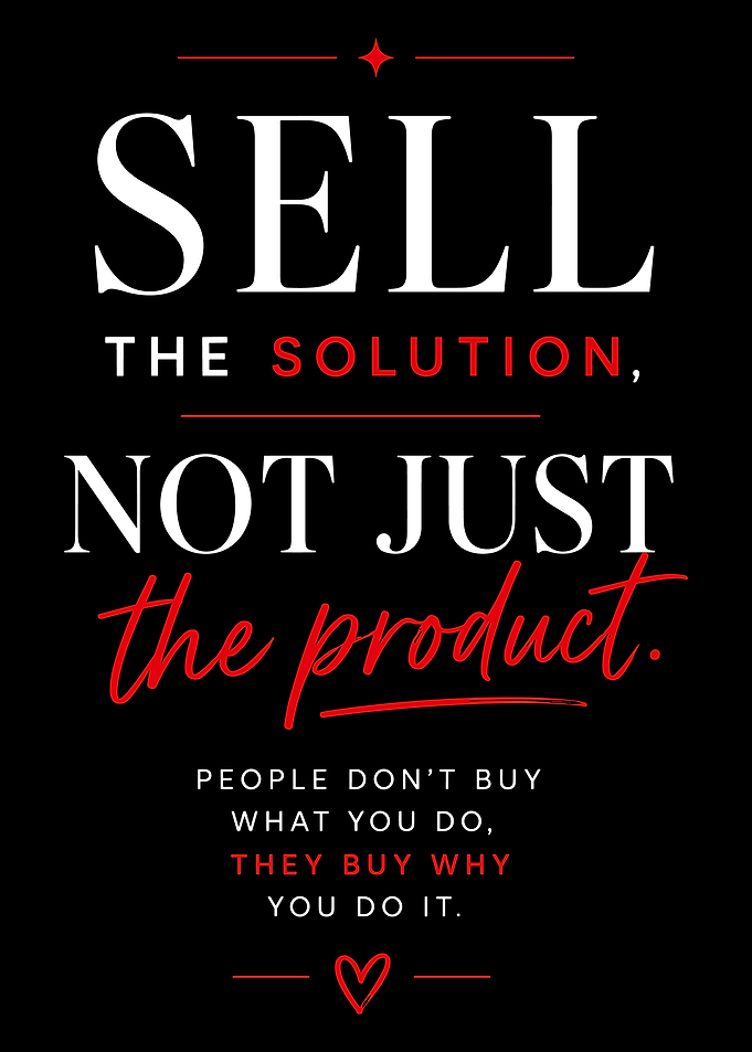 Sell the Solution Motivational Typography Wall Art | Minimalist Business Quote Poster