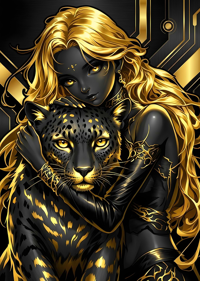 Golden Goddess and Black Leopard