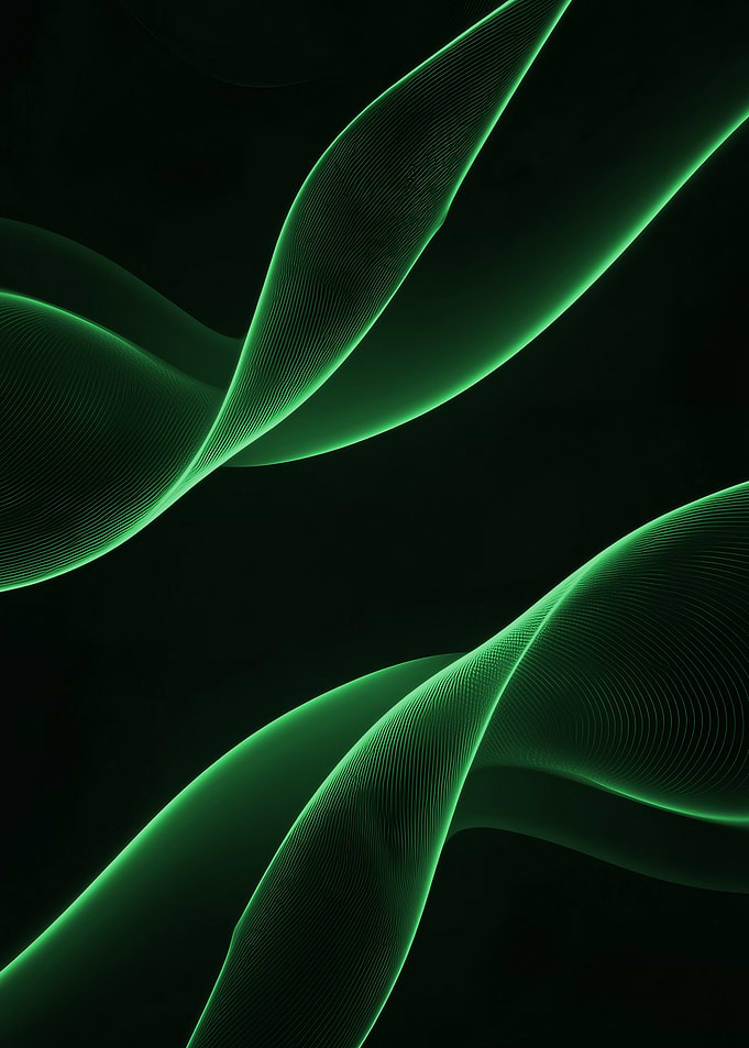 Abstract Green Flowing Light Waves