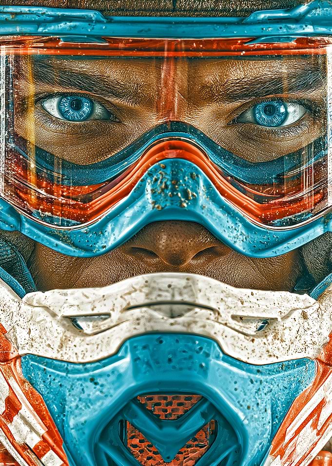 Extreme Motocross Rider Close-up Portrait