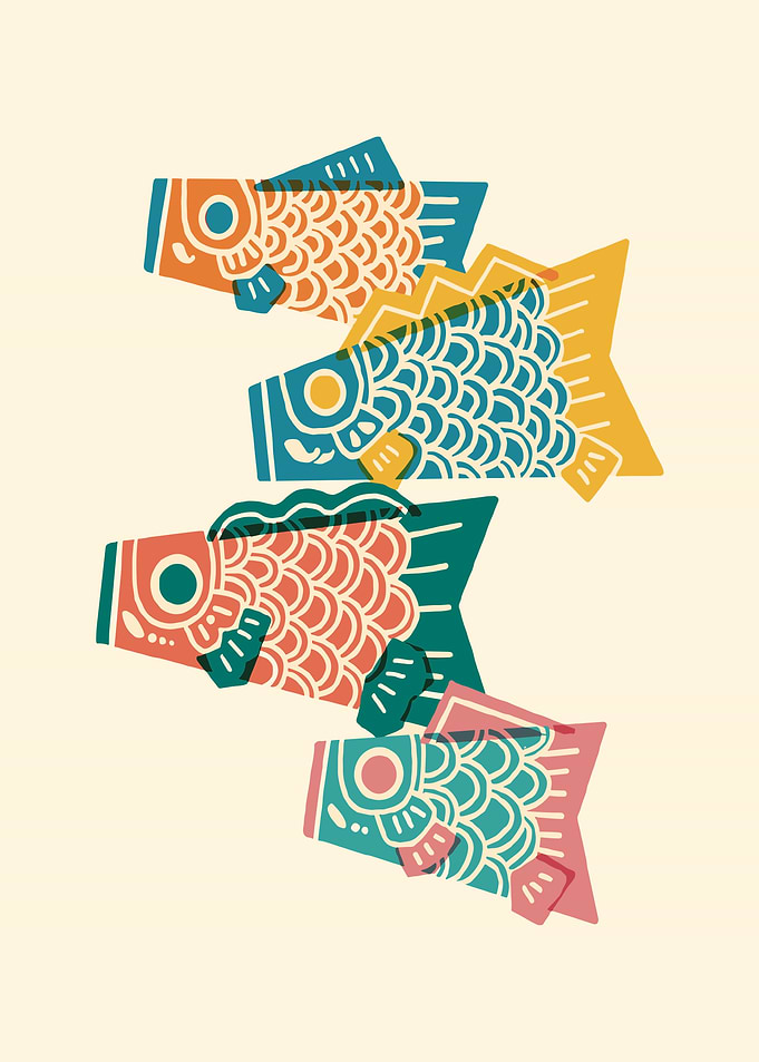 Stylized Japanese Koinobori Carp Streamers
