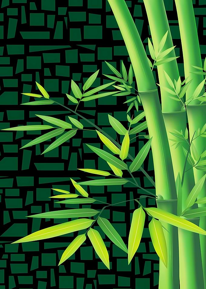 Stylized Bamboo Stalks and Leaves