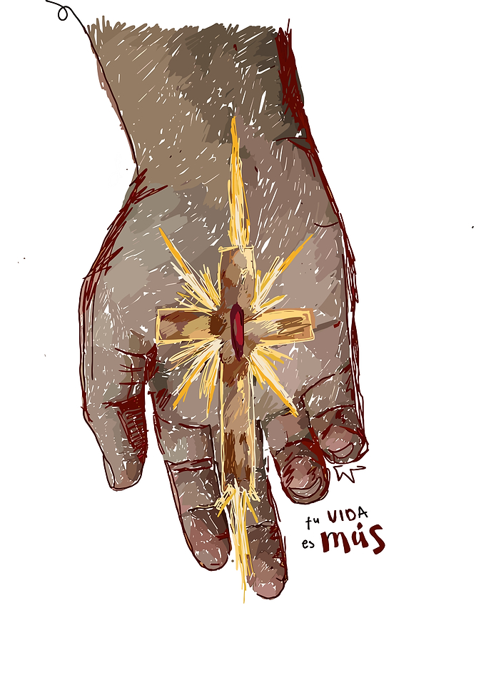 Hand Holding Radiant Cross Illustration