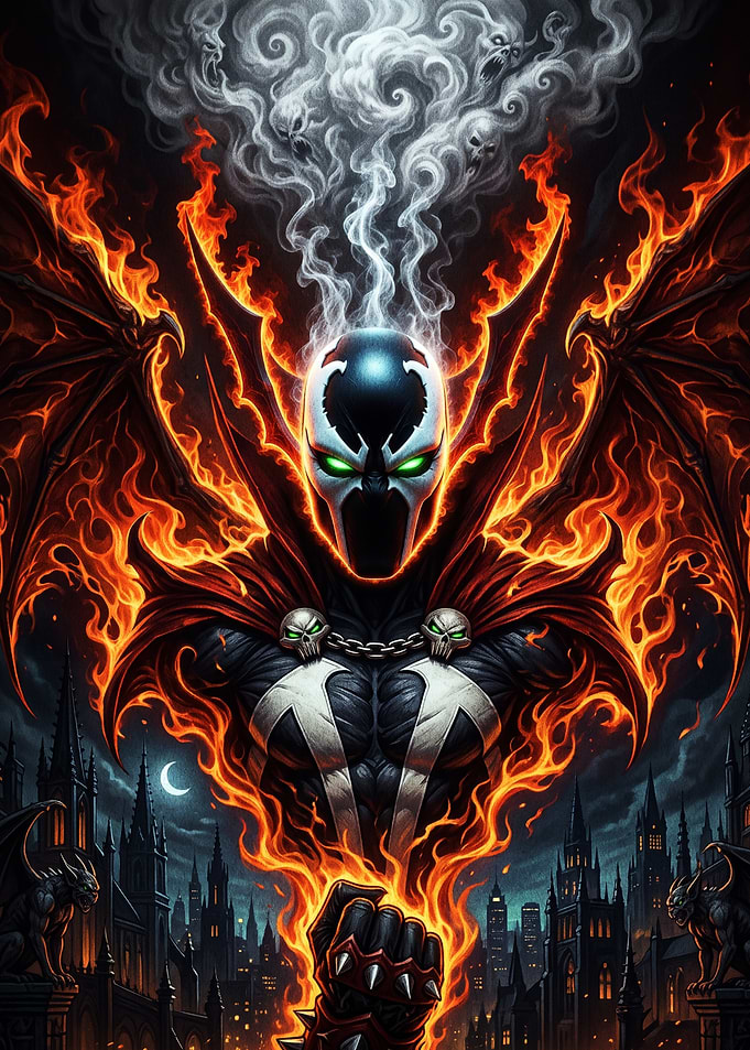 Spawn Character Surrounded by Hellfire