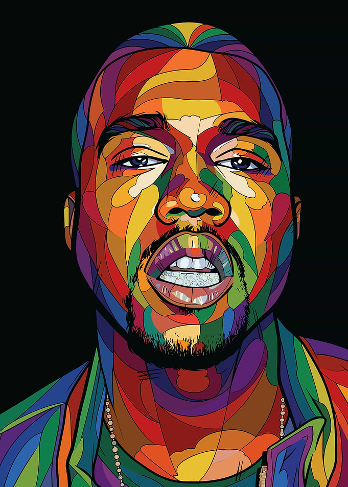Colorful Mosaic Portrait of Kanye West