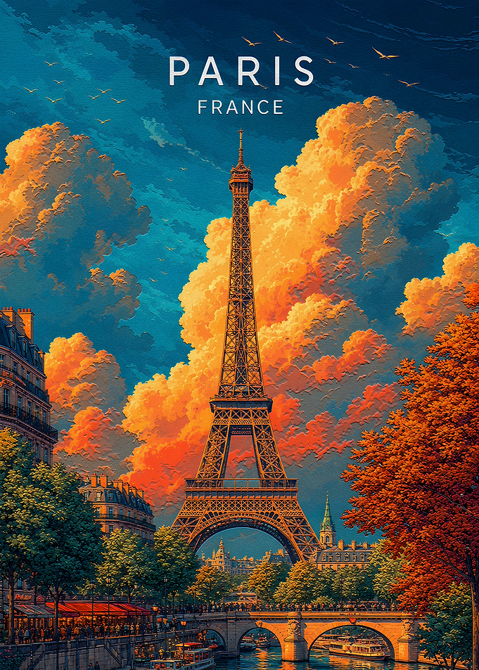 Eiffel Tower Paris Travel Poster