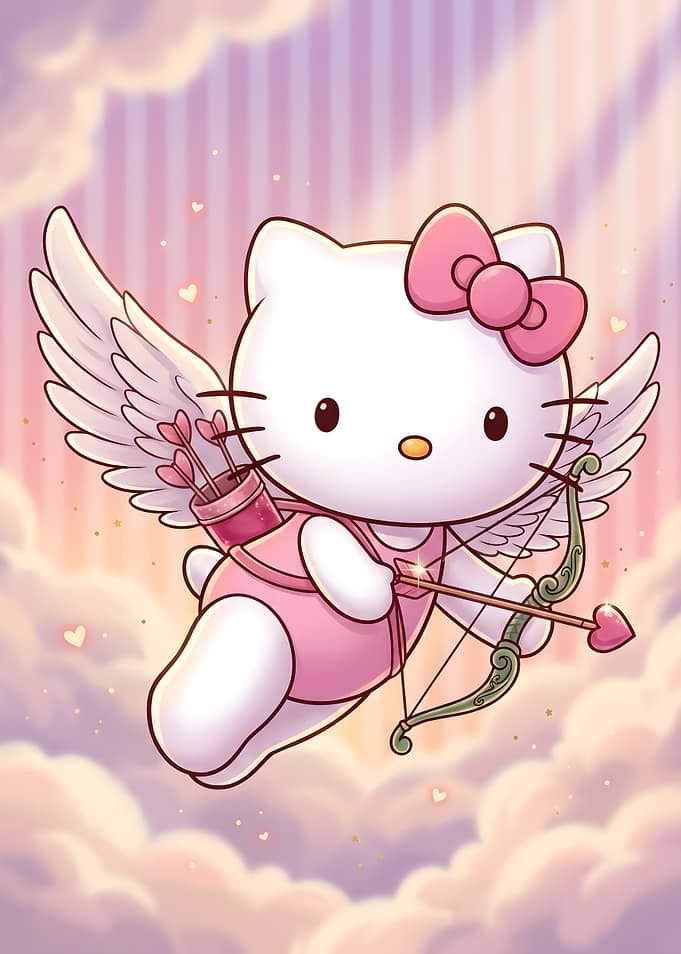 Hello Kitty Cupid Valentine Illustration
