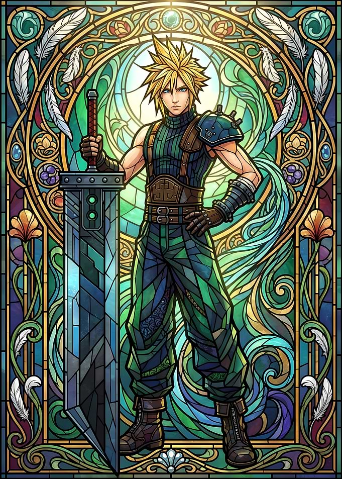 Cloud Strife Stained Glass Art