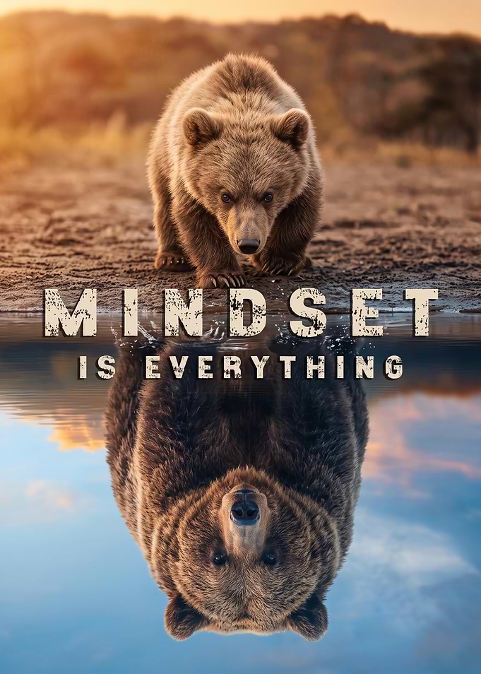 Mindset Is Everything Bear Reflection Poster