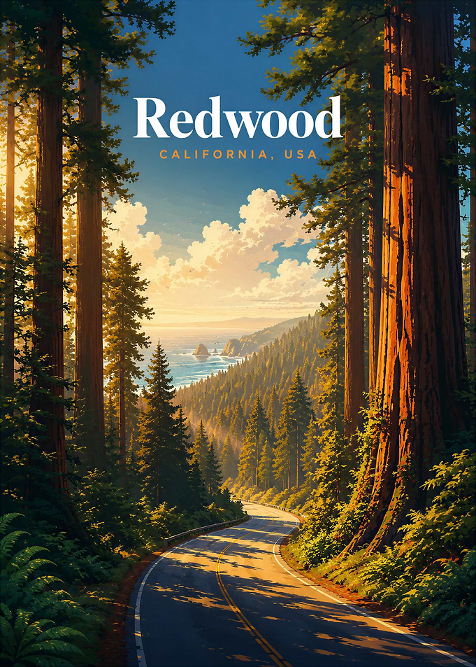 Redwood California Travel Poster