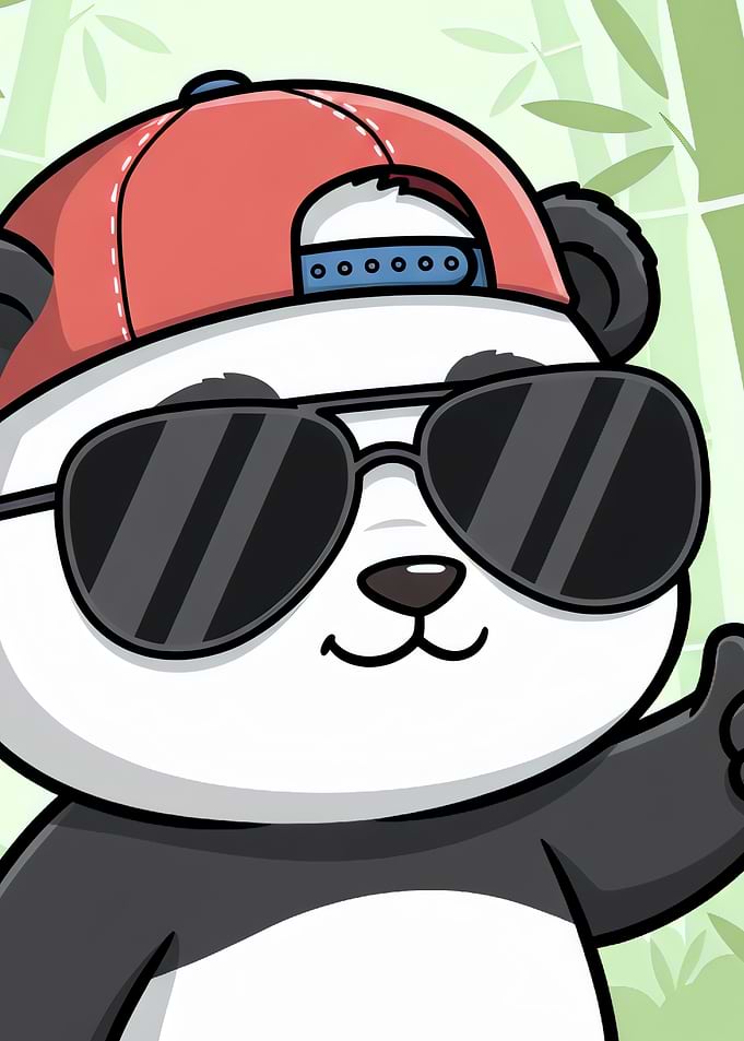 Cool Panda Wearing Sunglasses and Cap