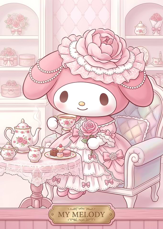 My Melody Tea Party Illustration