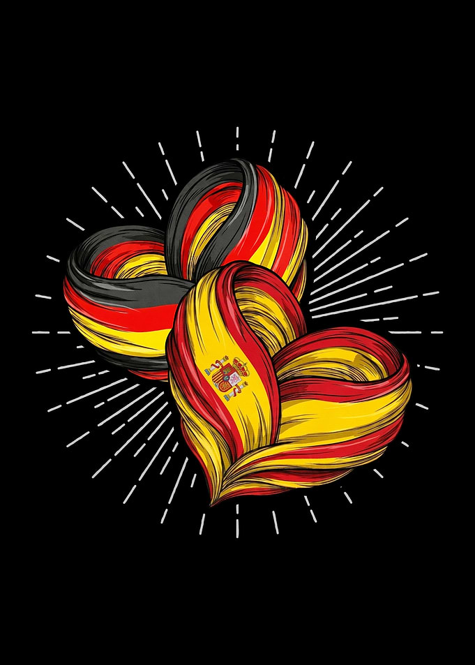 Germany and Spain Heart Ribbon Art
