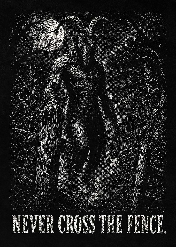 Dark Goatman Demon Fence Illustration
