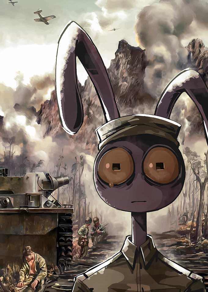 Rabbit Soldier in War Zone