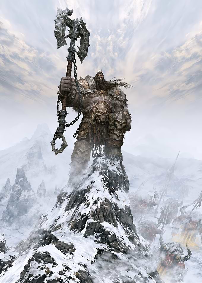 Giant Warrior King on Snowy Peak
