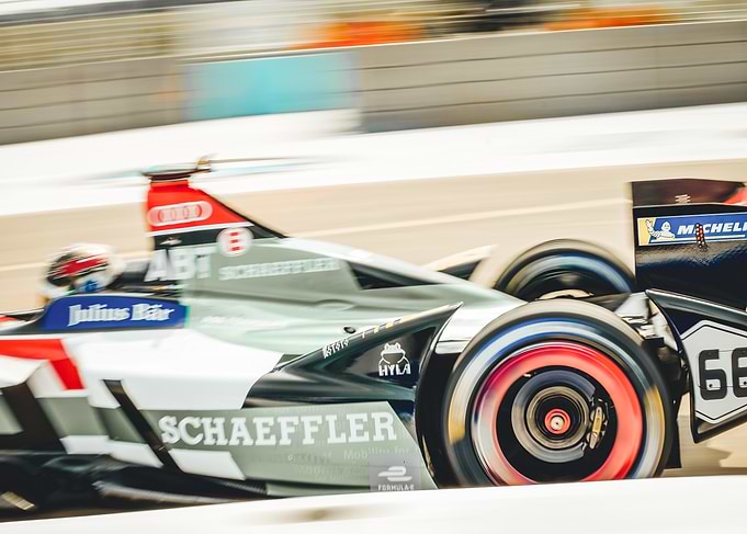 Formula E Racing Car in Motion