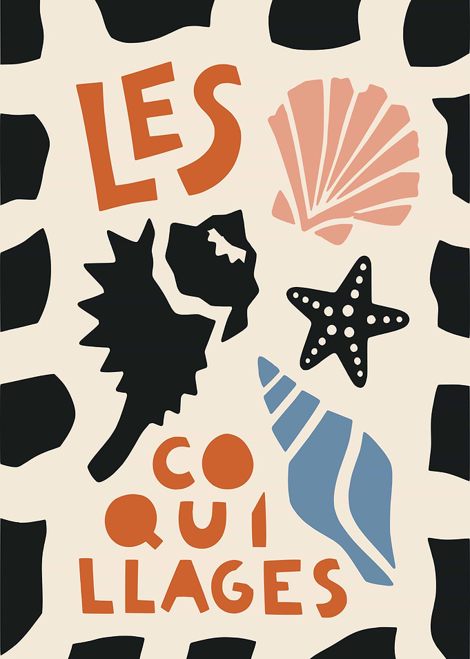 Les Coquillages Minimalist Sea Poster