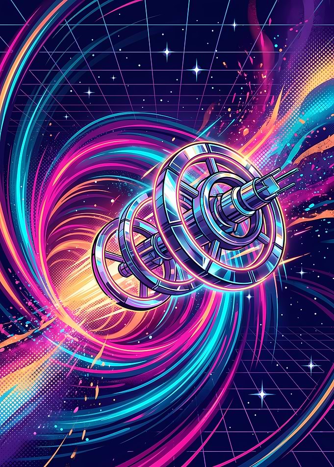 Neon Space Station Warp Speed