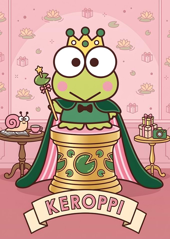 Keroppi Royal Frog Character Illustration
