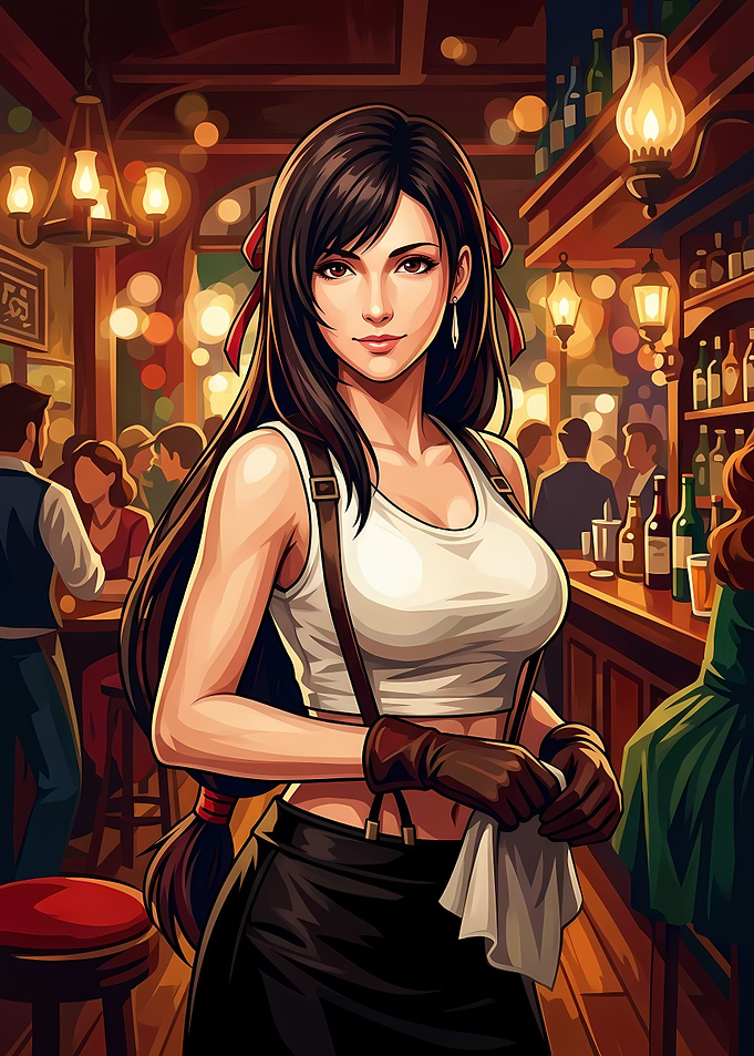 Tifa Lockhart at Seventh Heaven Bar