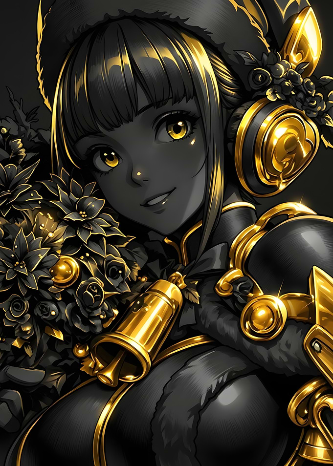 Anime Girl with Gold Accents