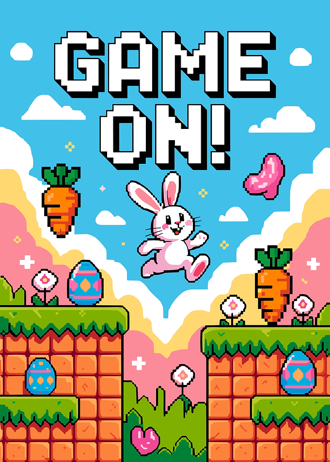 Pixel Art Easter Bunny Game Poster