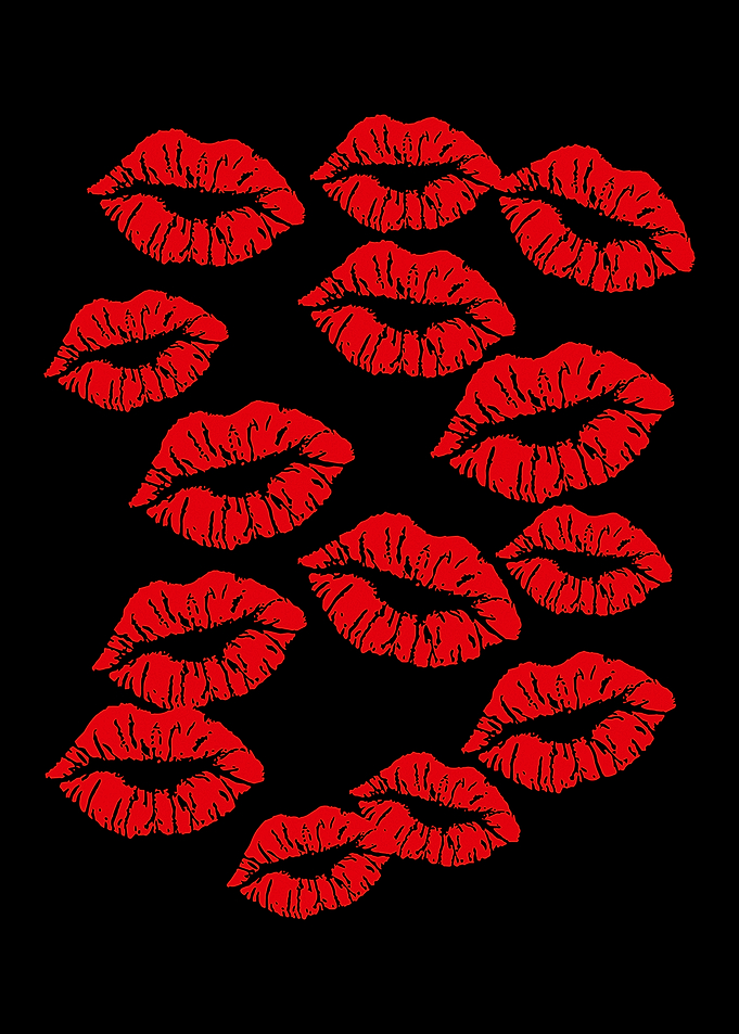 Red Lipstick Kiss Pattern Modern Glam Wall Art Poster for Beauty and Fashion Decor