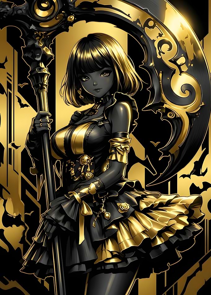 Anime Girl with Golden Scythe