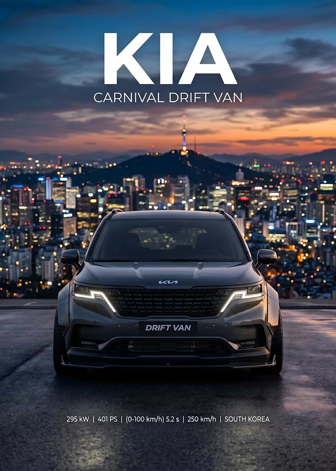 Kia Carnival Drift Van Poster