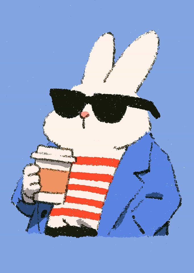 Cool Rabbit with Coffee Illustration