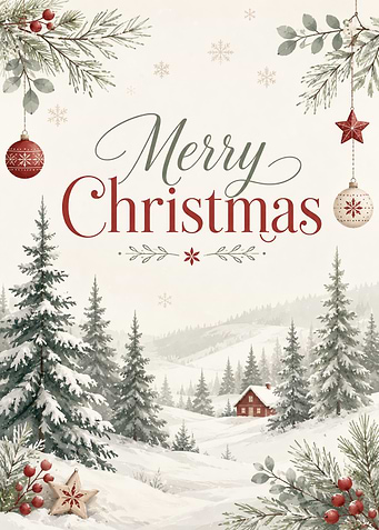 Merry Christmas Winter Landscape Illustration