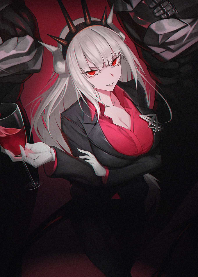Lucifer from Helltaker with Wine