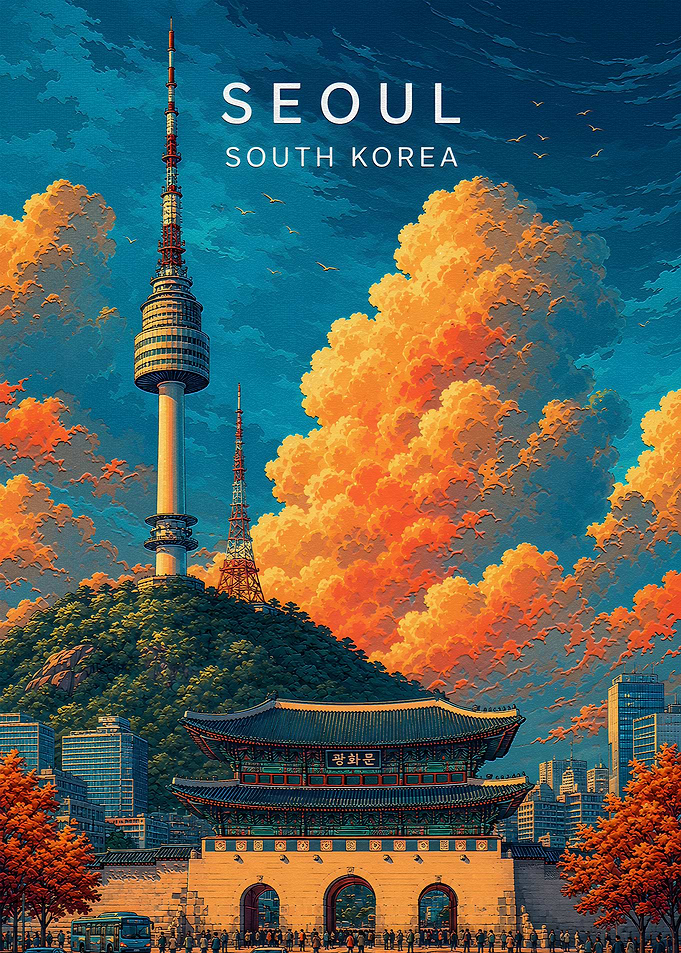 Seoul South Korea Travel Poster