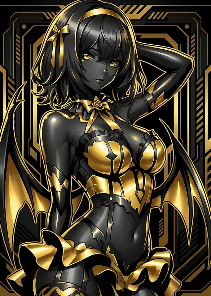 Black and Gold Anime Succubus