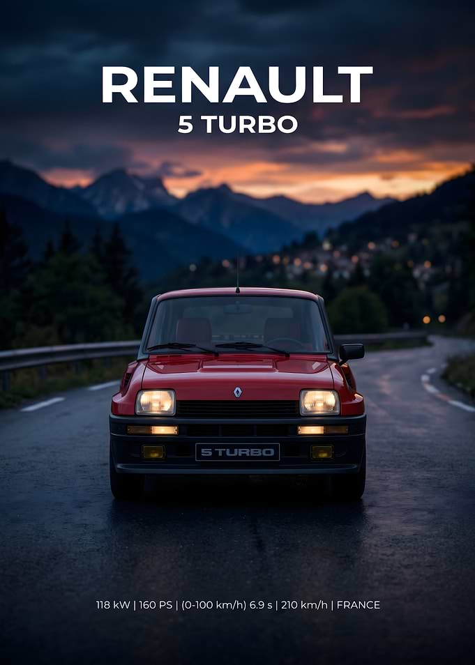 Renault 5 Turbo Mountain Road Poster