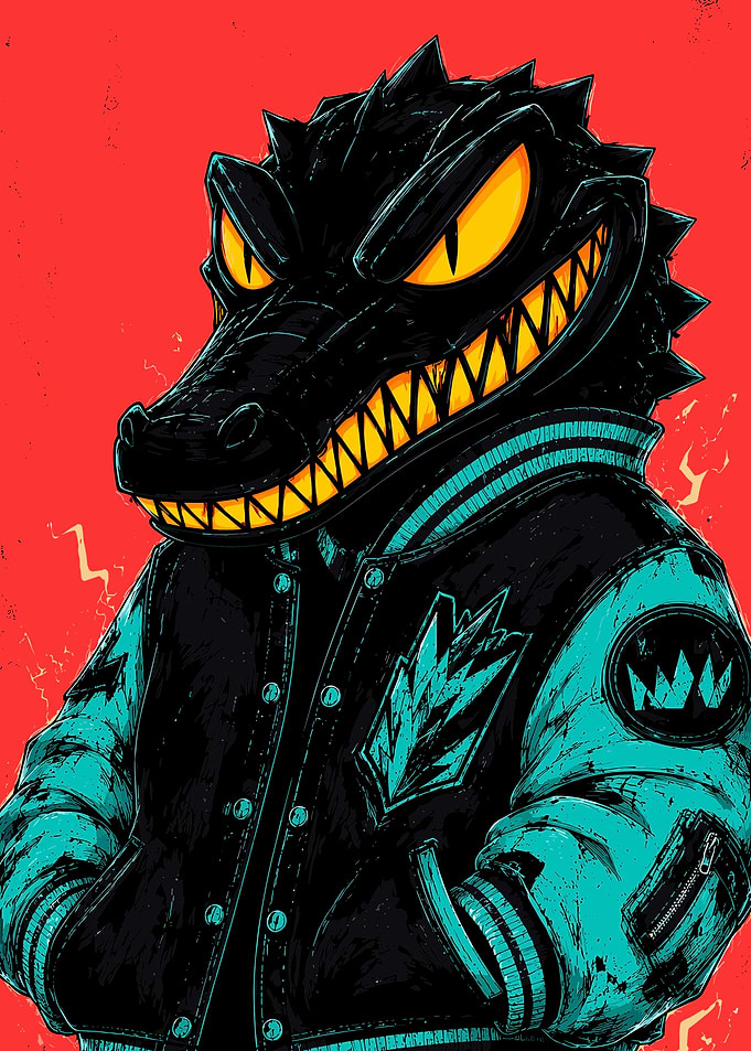 Cool Alligator in Varsity Jacket