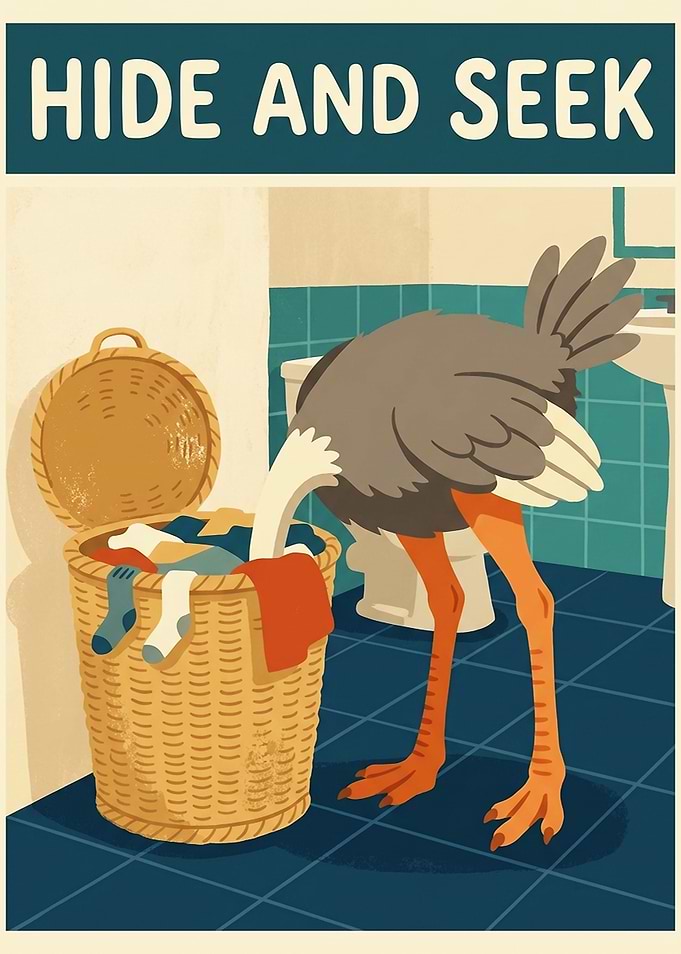 Ostrich Playing Hide and Seek