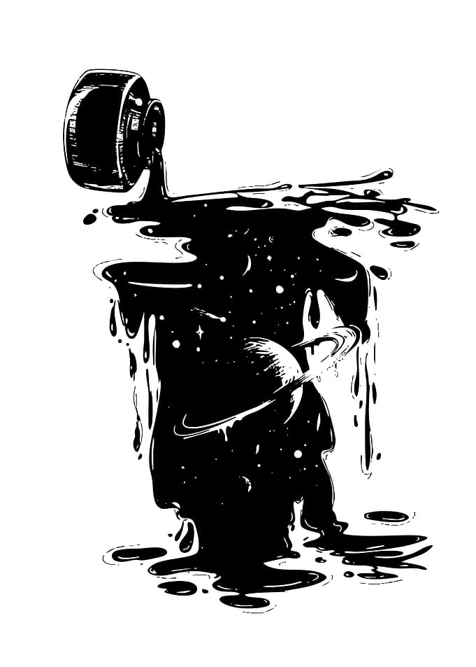 Ink Bottle Spilling Cosmic Universe